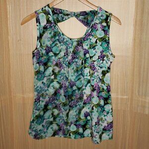 Roz & Ali Tropical Floral Sleeveless Flowy Blouse